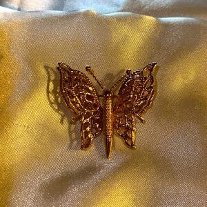 Vintage detailed double winged (3D) Golden Butterfly Brooch